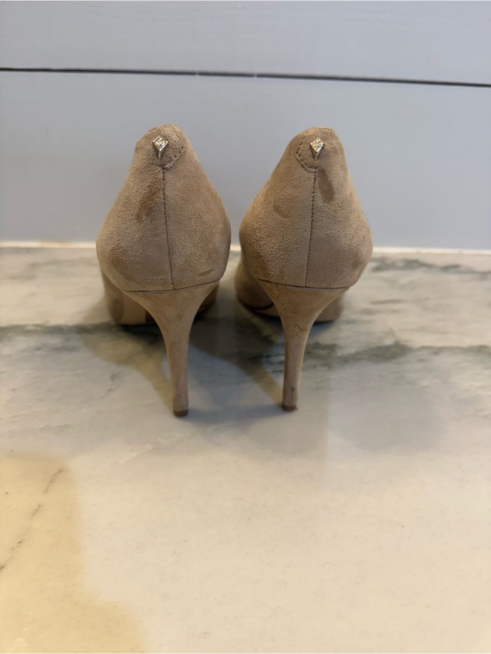 Sam Edelman Beige Suede Pointed-Toe Stiletto Pumps